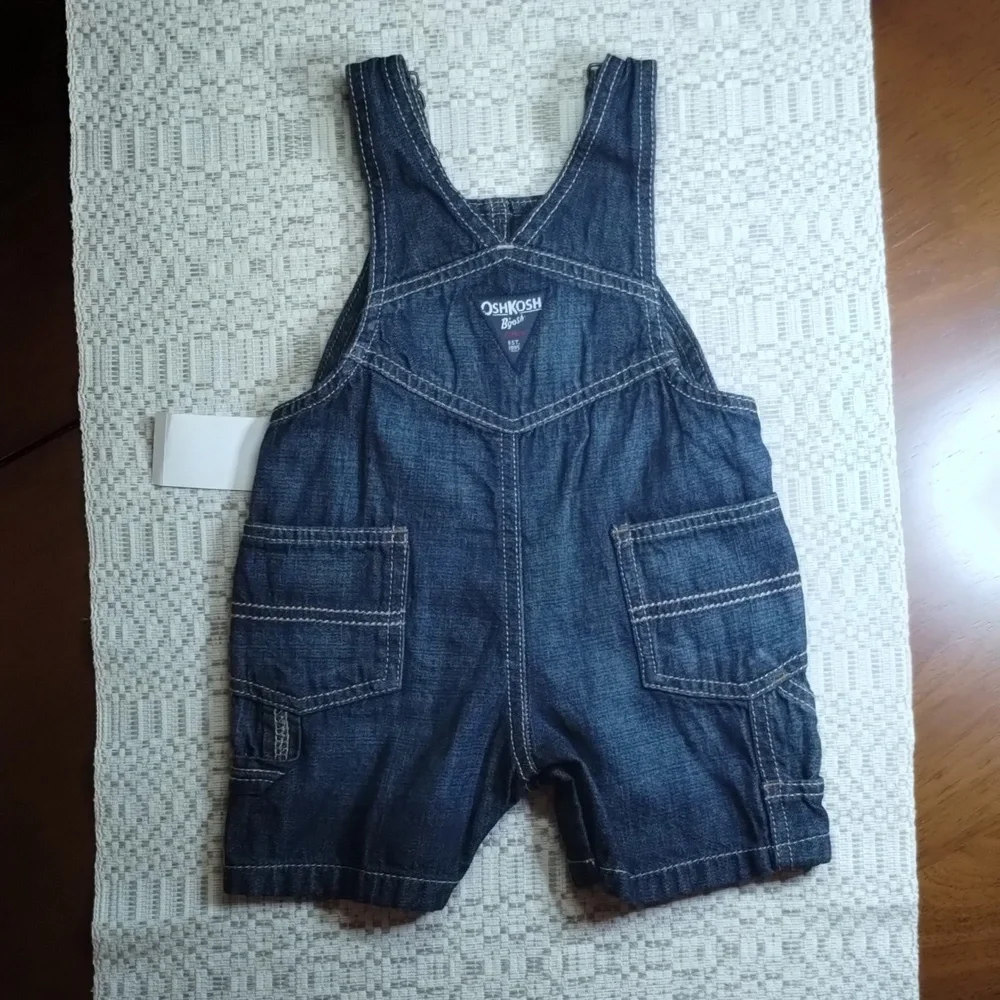 OshKosh B'gosh Denim Shortalls Overalls Dark Wash Size 6M